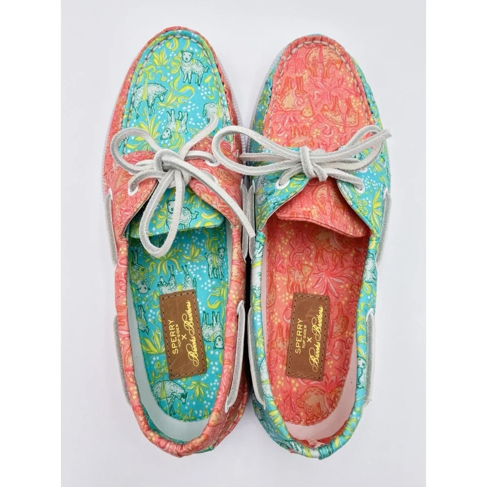 Sperry x‎ Brooks Brothers Boat Shoes Women 8 Colorful Floral Canvas Preppy Coas